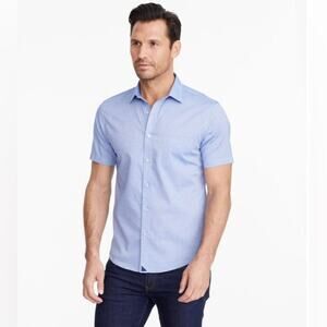 Untuckit mens S light blue Teremia short sleeve button up shirt classic preppy